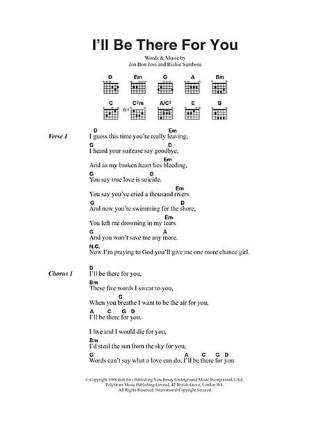 Eves karydas there for you lyrics. I'll Be There For You sheet music by Bon Jovi (Lyrics ...