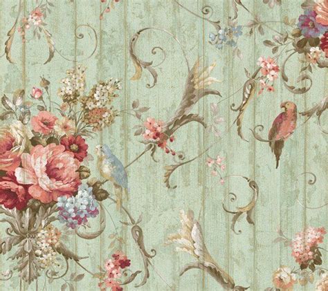 Free Download Bird Rose French Cottage Floral Victorian Wallpaper
