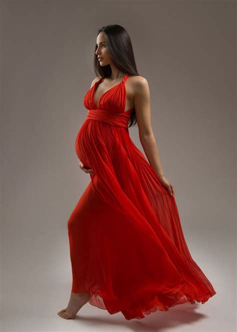 Pregnant Woman Red Dress Red Dress Women Maternity Photography Nyc Maternity Photography