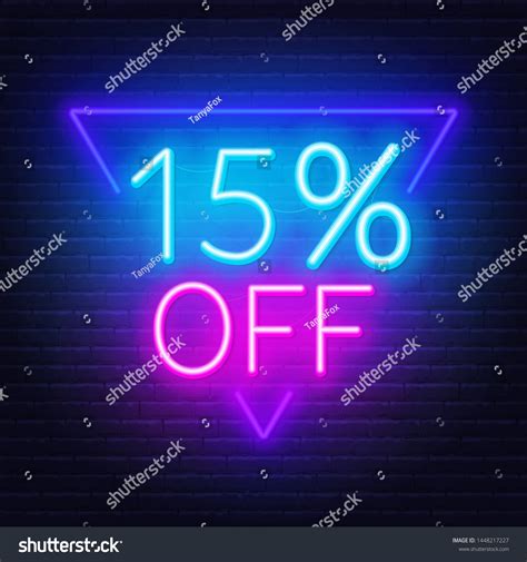 15 Percent Off Neon Lettering Vector Stock Vector Royalty Free