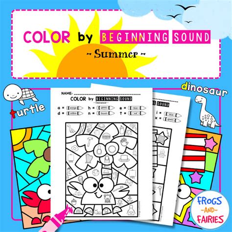 Summer Color By Code Beginning Sounds Frogs And Fairies