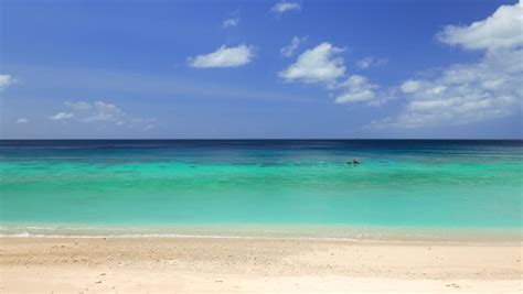 Idyllic Tropical Turquoise Beach In Caribbean Sea With