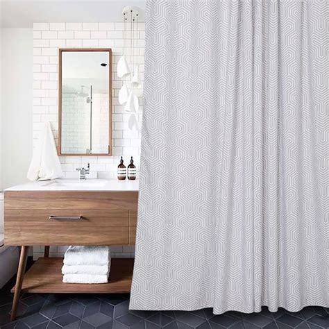 Aimjerry Bathtub Bathroom White And Black Fabric Shower Curtain With 12 Hooks 71wx71h High