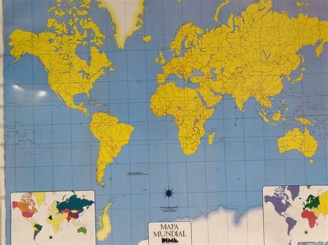 Mapa Mural Mundial Fisico Politico Laminado Envarillado Mebuscar