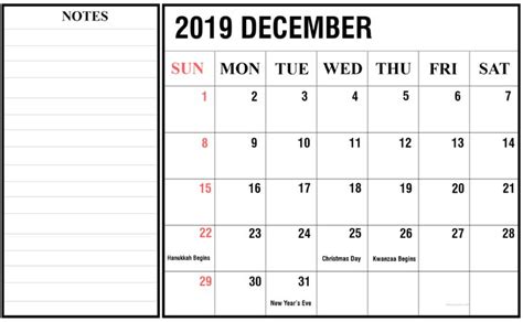 December 2019 Printable Calendar For Daily Schedule Holiday Calendar