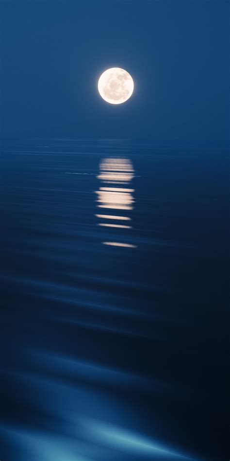 1080x2160 Moon Rising Over The Ocean At Night One Plus 5thonor 7x