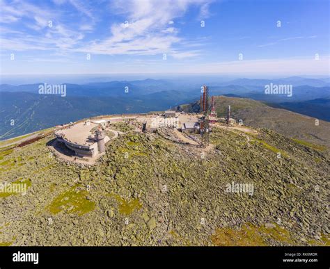 Mount Washington Summit Top View In Summer Including The Observatory