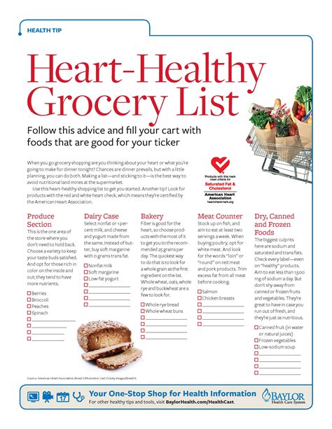 [Printable] HEART-HEALTHY GROCERY LIST: Follow this advice ...