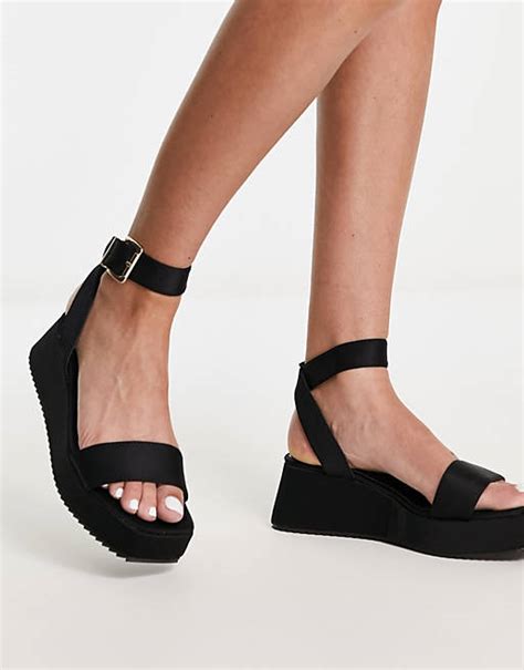 Asos Design Tati Flatform Sandals In Black Asos
