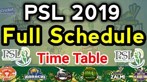 Psl 2019 Psl Schedule With All ‘psl 4 Matches And Schedule For All