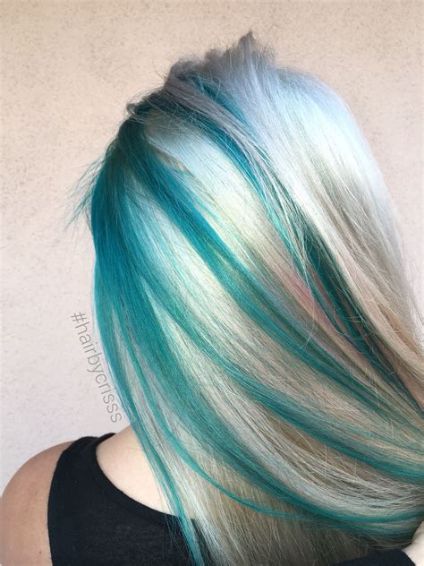Teal Turquoise Blonde Platinum Mermaid Hair Olaplex Mermaidhair Hair Color Unique Turquoise