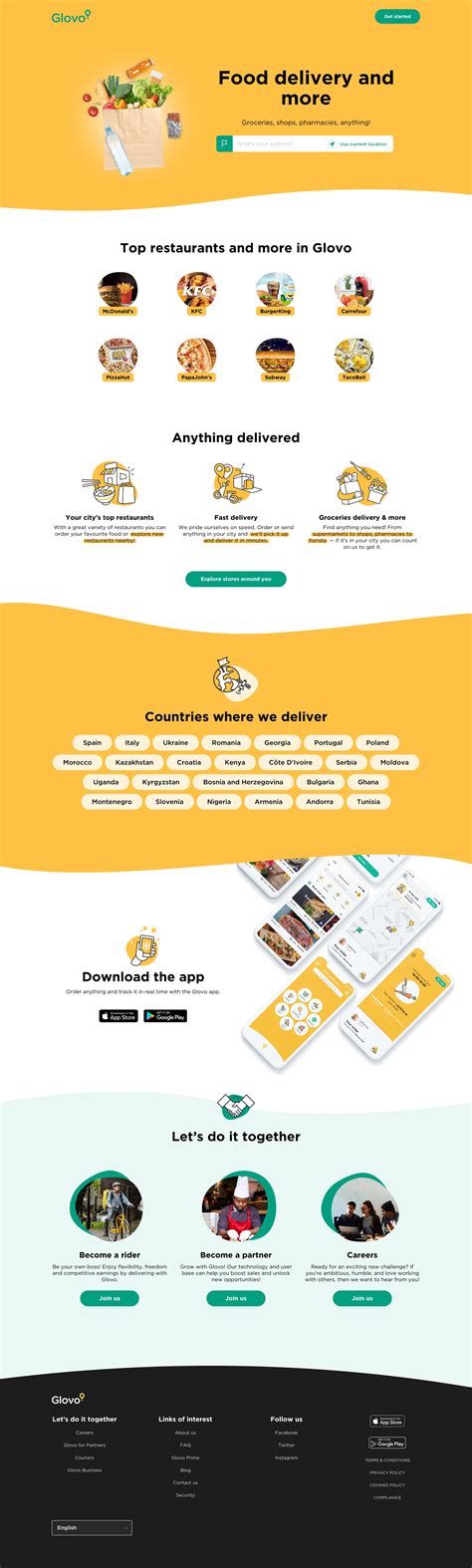 Screenshot Of Glovo Landing Page