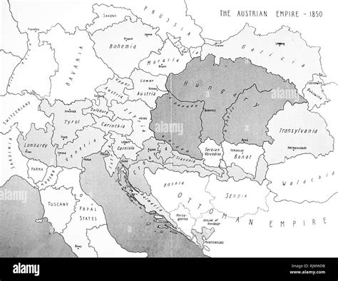 Map Of The Austrian Austro Hungarian Empire 1850 Stock Photo Alamy