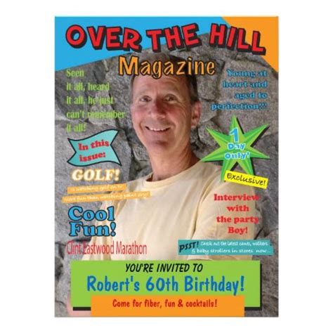 over the hill birthday party magazine cover invite zazzle birthday party over the hill