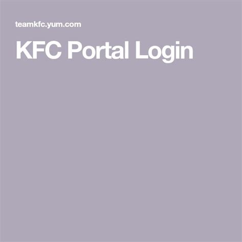 Kfc Portal Login Kfc Yum Brands Pizza Hut