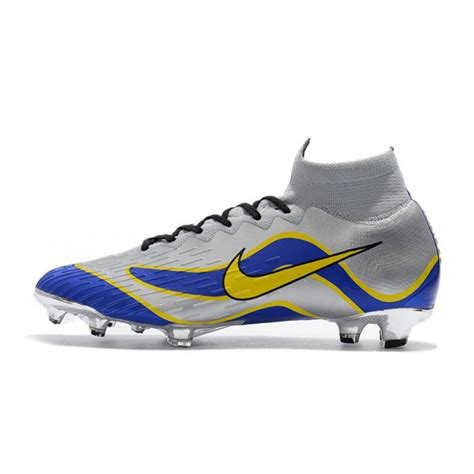 New Nike Mercurial Superfly 6 Elite Fg Soccer Cleats Silver Blue Yellow