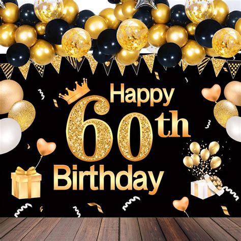 Buy 60th Birthday Decorations Happy Birthday Banner Extra Large Black