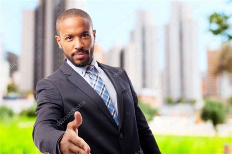 Young Cool Black Man Confidence Shake Hands — Stock Photo © Kues 65703985