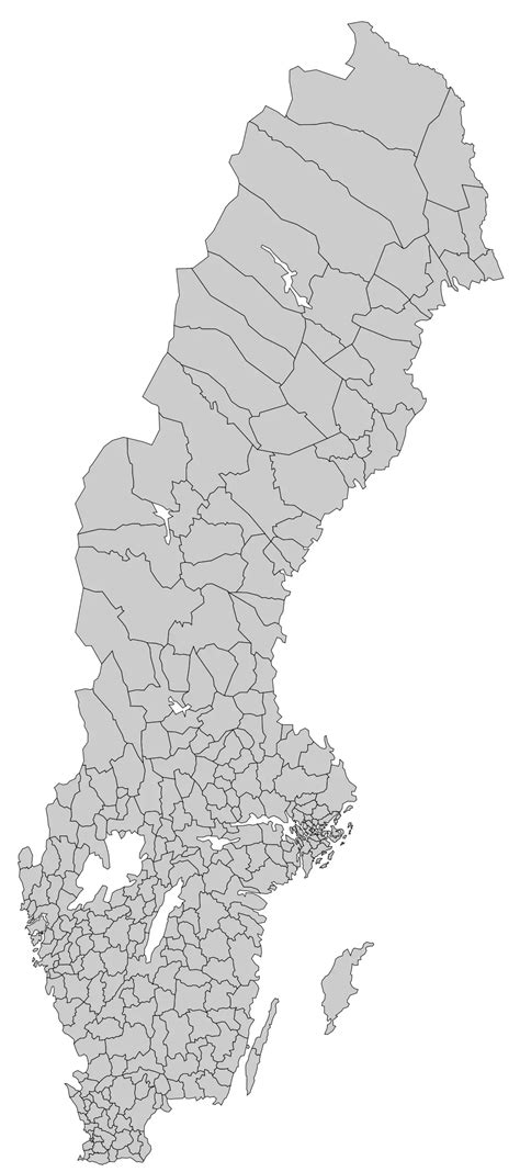 Sweden Blank Map With Municipal Borders •