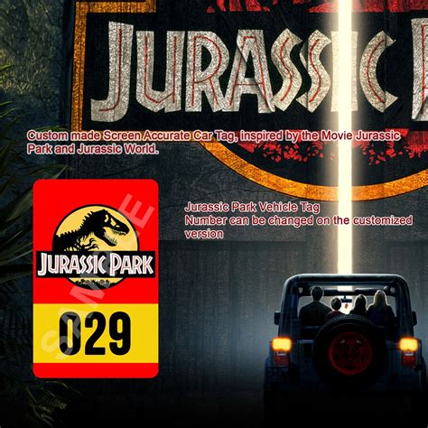 Jurassic Park Vehicle Parking Tag Car Tag Jurassic World Etsy