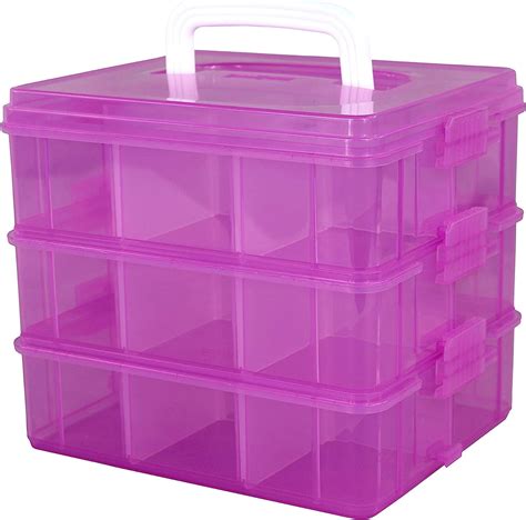 3 Tier Stackable Storage Container With 18 Adjustable Compartments