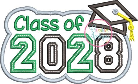 Class Of 2028 Graduation Digital Machine Embroidery Applique Etsy