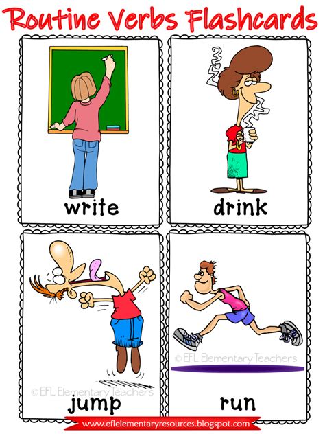 Routine Verbs Flashcards Elementary Resources Learners Flashcards