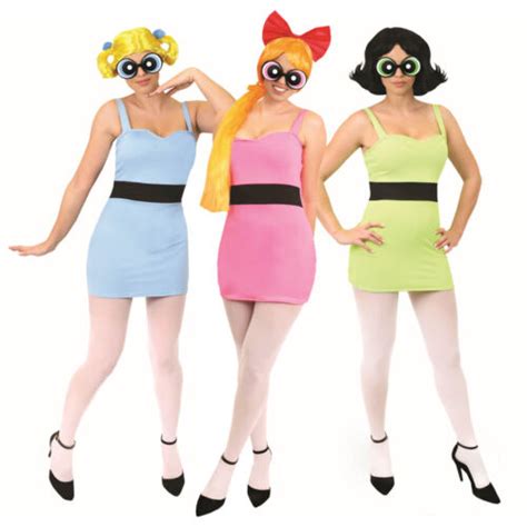 ladies 1990s powerpuff girls costume cartoon network adults 90s fancy dress ebay