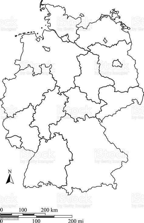 In deutschland gibt es 16 verschiedene bundesländer. Germany Map Outline Vector With Scales In A Blank Design ...