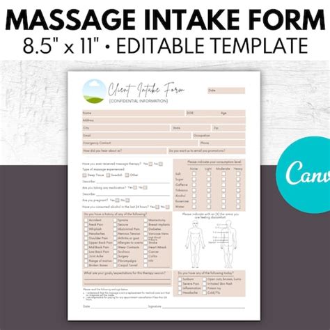 editable massage therapist forms spa forms massage consent form esthetician lymphatic massage