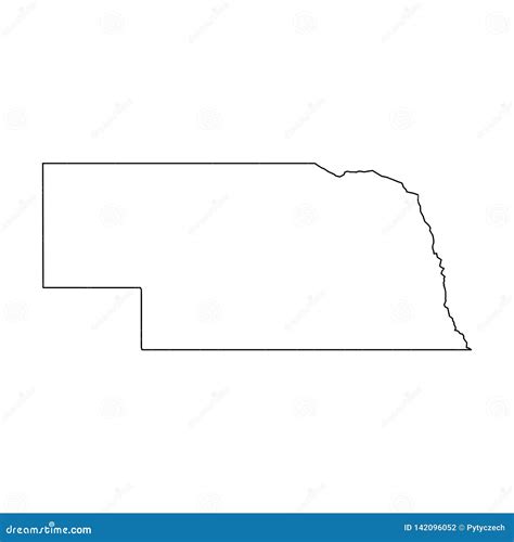 Nebraska State Of Usa Solid Black Outline Map Of Country Area
