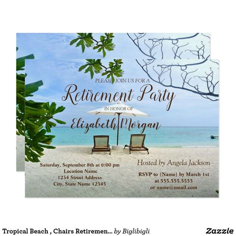 Tropical Beach Chairs Retirement Party Invitation Zazzle