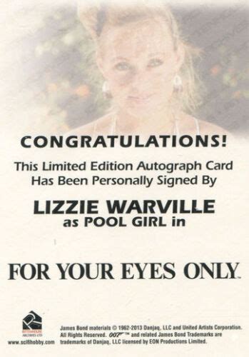 James Bond Archives 2015 Autograph Card Lizzie Warville As Pool Girl Ebay