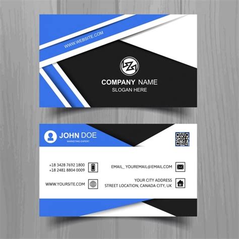 Free Vector Blue Business Card With Geometric Shapes