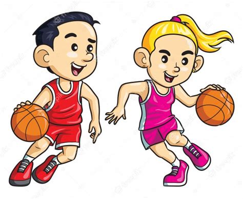 Basketball Player Kids Cartoon Premium Vector