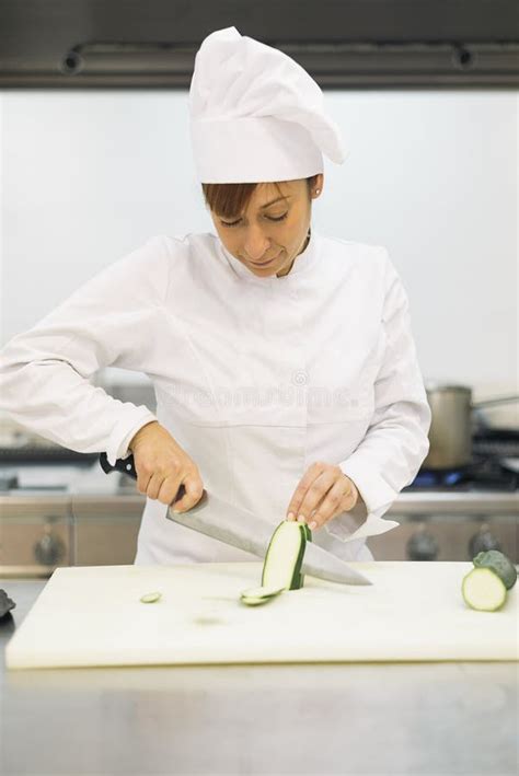Pretty Professional Chef Cooking In A Kitchen Stock Image Image Of