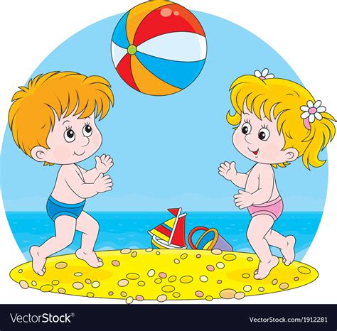 Children Play A Ball Royalty Free Vector Image