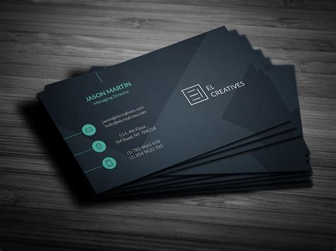 Elegant professional plain black modern metal look business card. soft creative business card example