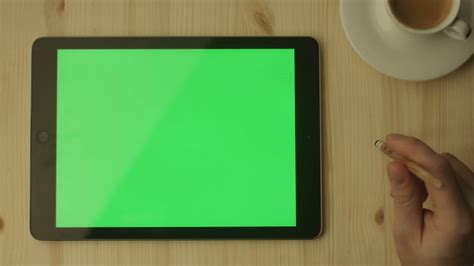Tablet With Green Screen Laying On Wooden Stock Footage Sbv 301322533