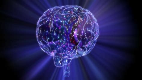 Rotating Human Brain Hologram Light Rays Thinking Process