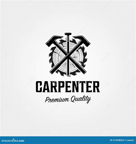 Carpenter Shop Logo Vintage Vector Symbol Illustration Design