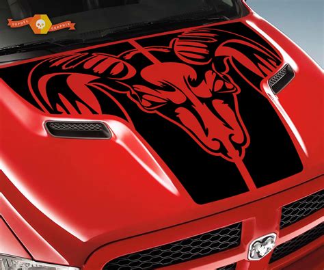 Dodge 2010 2018 Fits Ram 1500 2500 Ram Tribal Skull Grunge Hood Logo