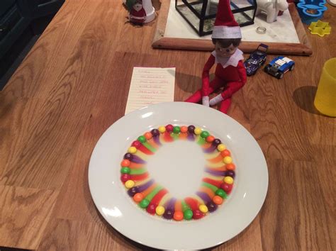 Elf On The Shelf Idea Line Plate With Skittles And Add A Little Bit Of