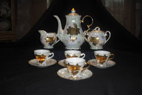 Sterling China Japan Gold Floral 13 Piece Tea Set