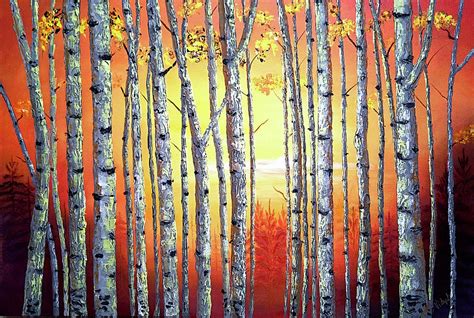 Golden Aspen Sunset Painting By Vidyut Singhal Fine Art America