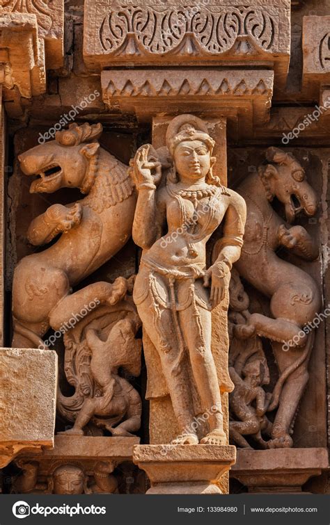 Famous Sculptures Of Khajuraho Temples India — Stock