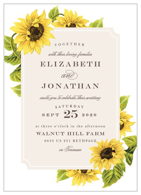 Sunflower Frame Wedding Invitations by Basic Invite