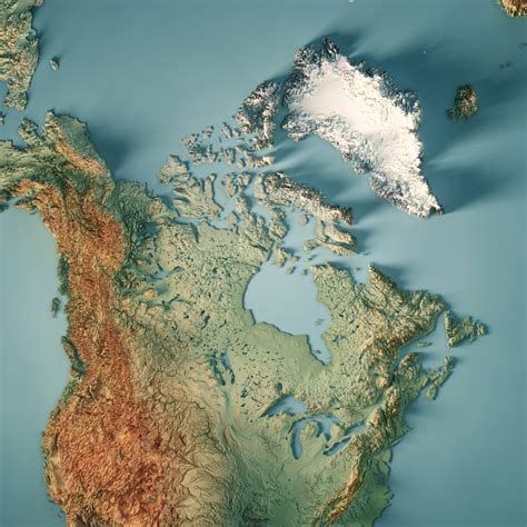 Canada 3d Render Topographic Map Water Canada
