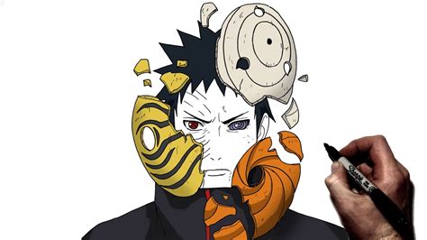 How To Draw Obito 3 Masks Step By Step Naruto Youtube