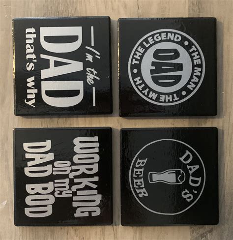 Personalized Fathers Coaster Set Etsy Sweden